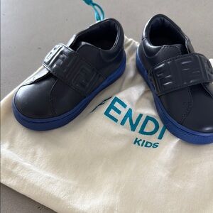 Fendi Black and Blue Sneakers with Velcro Strap